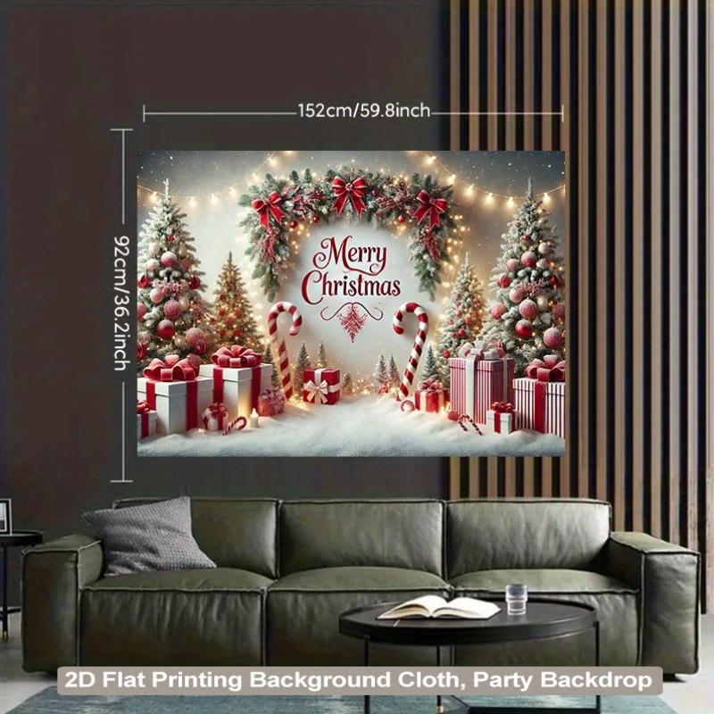 2D plane, one elegant red-gold Christmas tree and gift wall hanging background, self-luminous party decorationZL