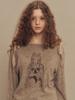 SETSETSET Water Lily Pattern Ribbon Knit Top Melange Beige