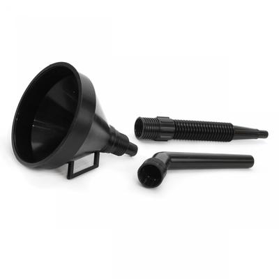 Flexible Black Funnel with Strainer, 3-piece, Universal, for Fuel, Liquid, Water, 13 Cm AMIO-02006