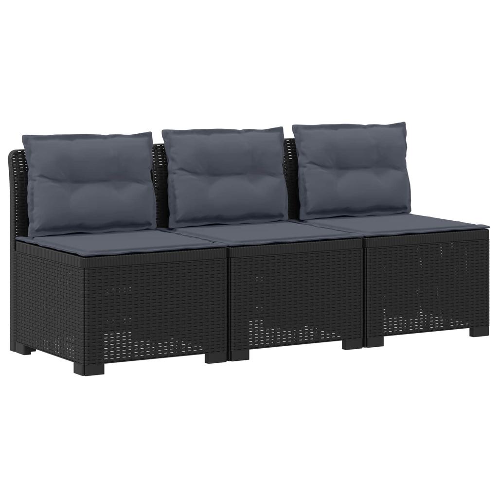 3 Seater Garden Sofa with Cushions Rattan Look PP Anthracite