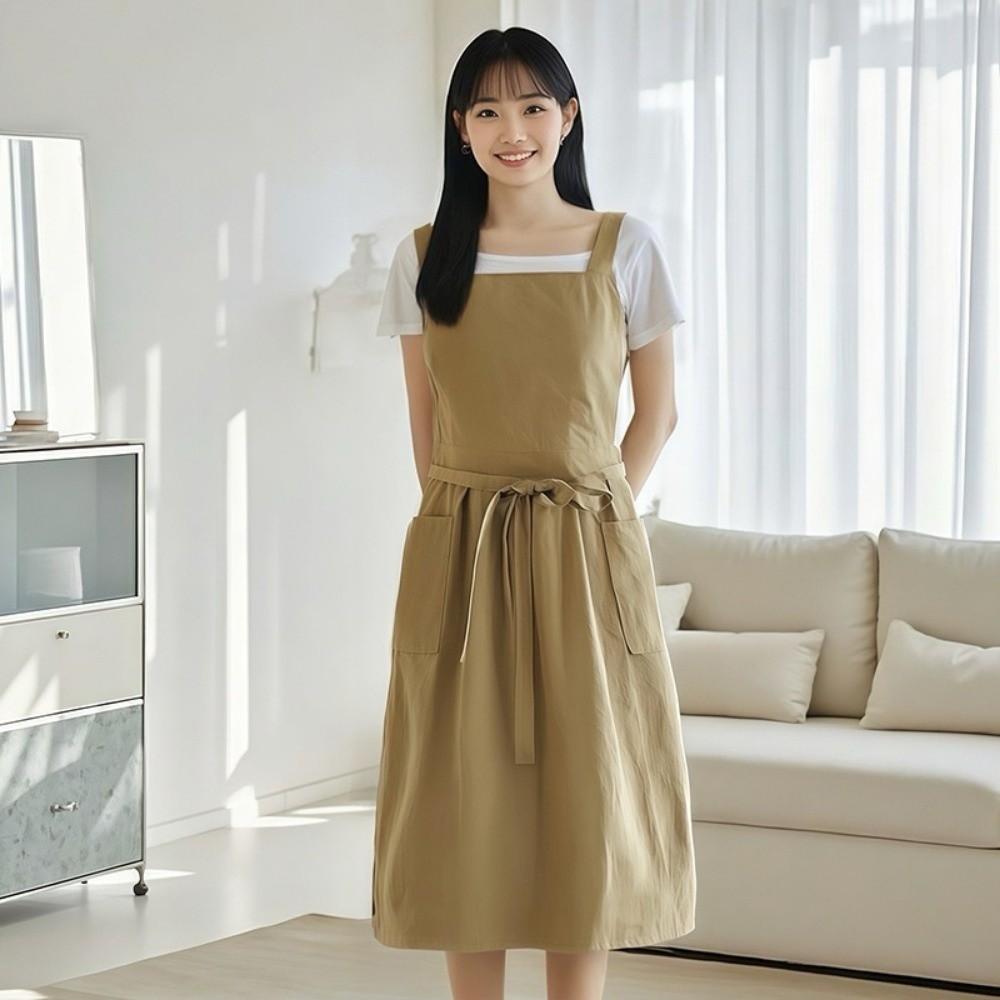 Waterproof Long Waist Apron Pure Color Kitchen Aprons Retro Florist Apron For Kitchen Home Use