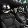 2pcs Set of Funny Big-Eyed Grinning Cartoon Print Car Seat Headrest Covers, Car Headrest Covers for Funny Car Interior Accessories