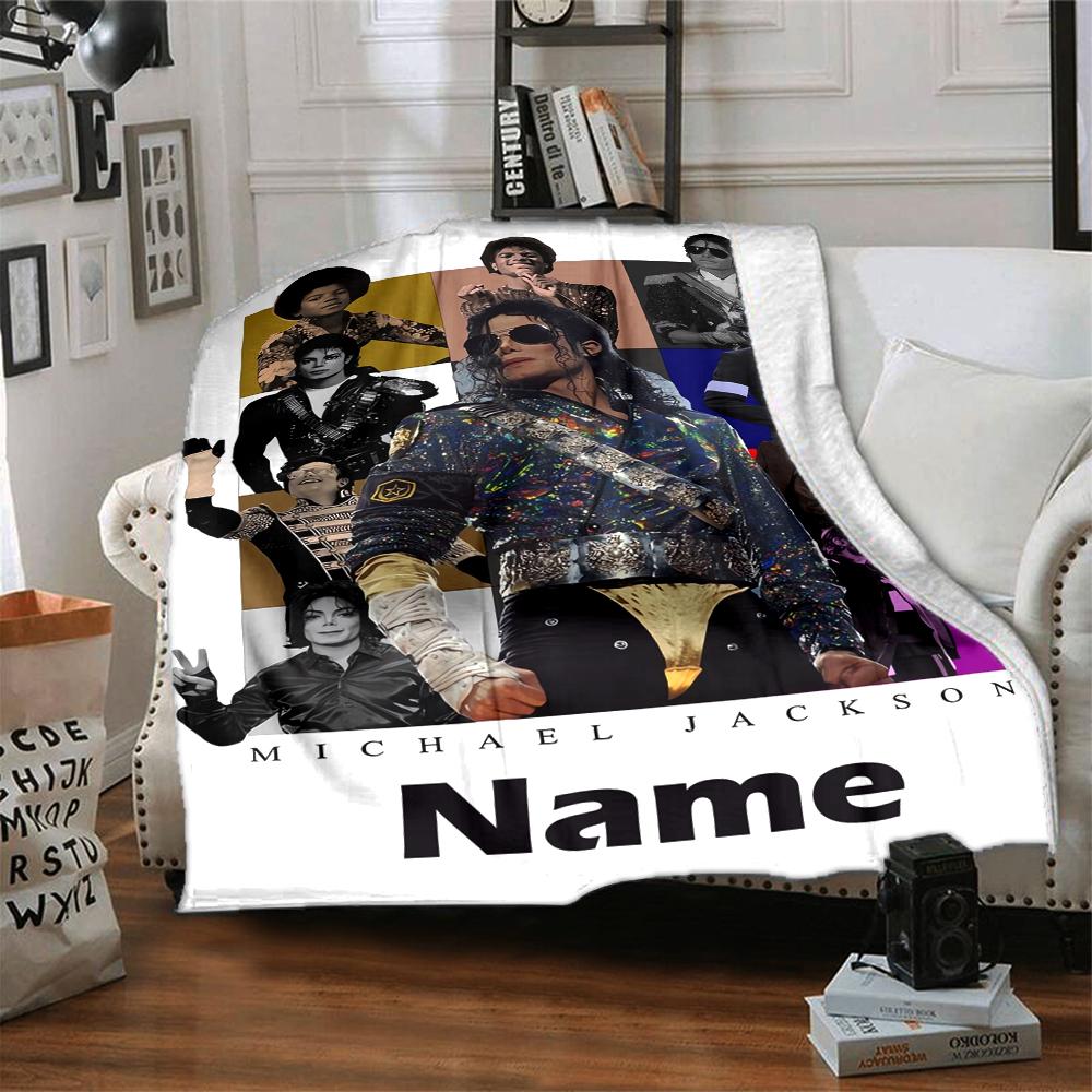 Custom Name Michael Jackson Theme Printed Blanket - Perfect for Couch, Bed, Travel & Outdoor Use | Machine Washable, Cozy & Durable.