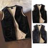 Men Vest Coat V-Neck Sleeveless Solid Color Velvet Lined Vest Coat with Pockets