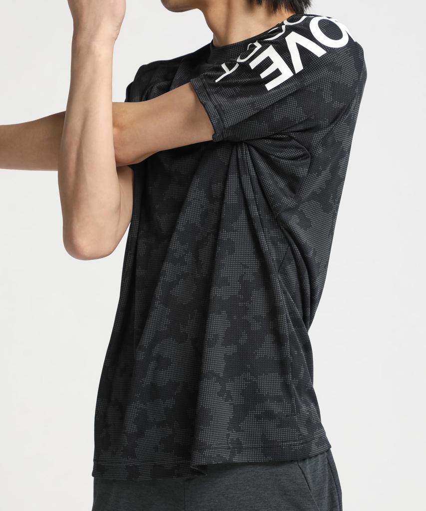 Move Sports Descente Футболка мужская с коротким рукавом для тренировок с защитой от УФ-лучей, размер M, защита, влагоотводящая, быстросохнущая, эластичная, футболка, DX-C2854AZ, черная,