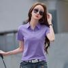 New Pure Cotton Half-sleeved T-shirt for Ladies with Collars Summer Sportswear Casual Lapel Short-sleeved Top