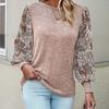 Elegant Women Floral Pattern Knit Woolen Blouse Long Sleeve Casual Tops for Autumn Winter