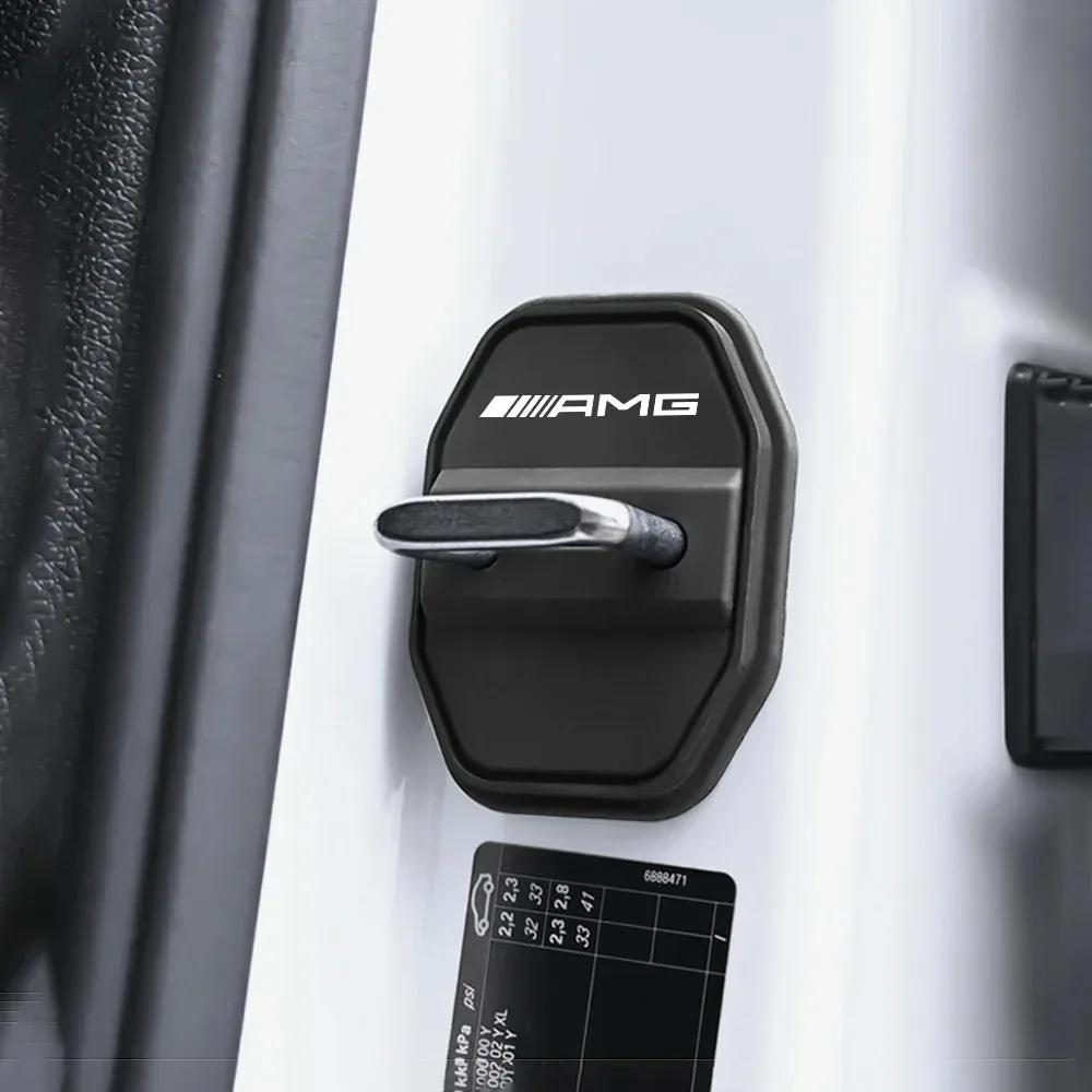 2/4PCS Silicone Car AMG Badge Door Lock Cover Sticker For Mercedes Benz AMG W204 W205 W210 W211 W212 W213 W167 W176 W463 GLC C63 WF1