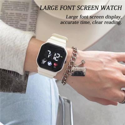 Цифровые светодиодные спортивные часы, противоударный квадратный дизайн, большой экран, регулируемый ремешок, удобные для ношения часы с точным временем