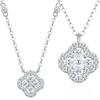 Four Leaf Clover Moissanite Necklace Sterling Delicate Floral Pendant Chain Women Sweet Minimalist