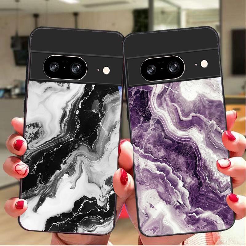 Абстрактный мраморный узор Для Google Pixel 10 Pro XL Pixel 8 7 9 10 Pixel 9 Pro XL Pixel 8a 7a Pixel 7 Pro Черный Стеклянный Чехол для Телефона