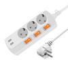 USB Power Strip 3 EU Outlet 3 Switch 1.5/3Meter Extension Cord