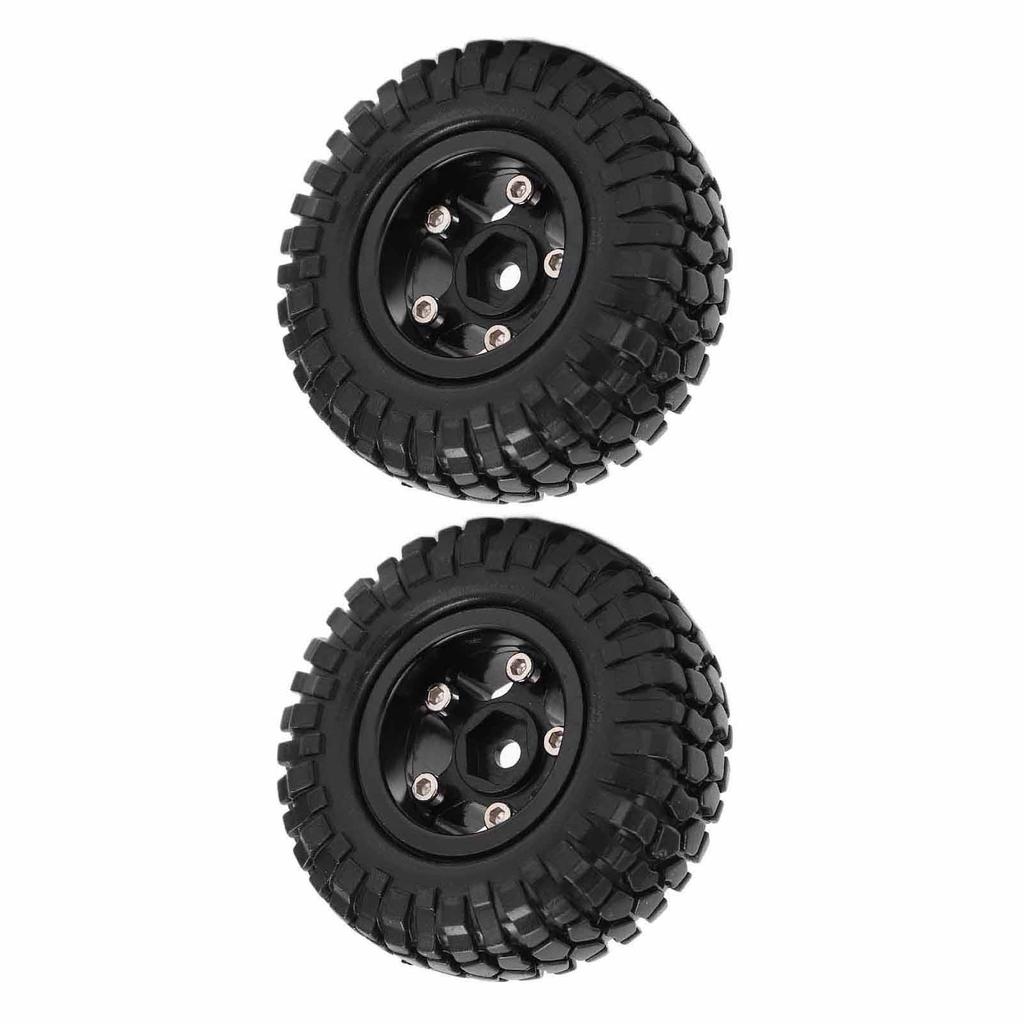 2Pcs RC Wheels Metal Remote Control Car Tires Replacement Parts for Axial SCX24 90081Black