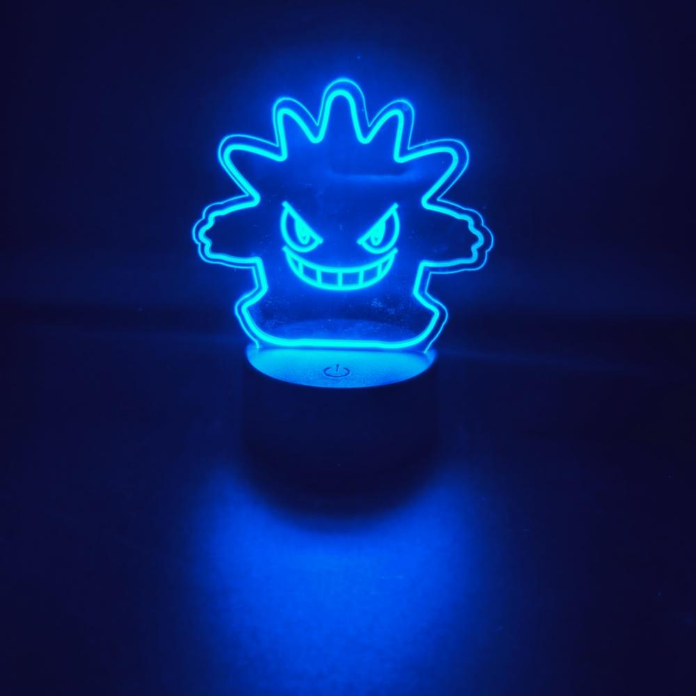 Anime 3D Lamp Signs LED Night Light Gengar Haunter Gastly Luminaria Illusion Sleeping Hone Kids Bedroom Decor Table Lamps Gifts