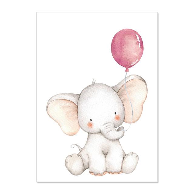 Слоненок с воздушным шаром, настенная живопись на холсте, детские постеры и принты, настенные панно, декор для детской комнаты, без рамки