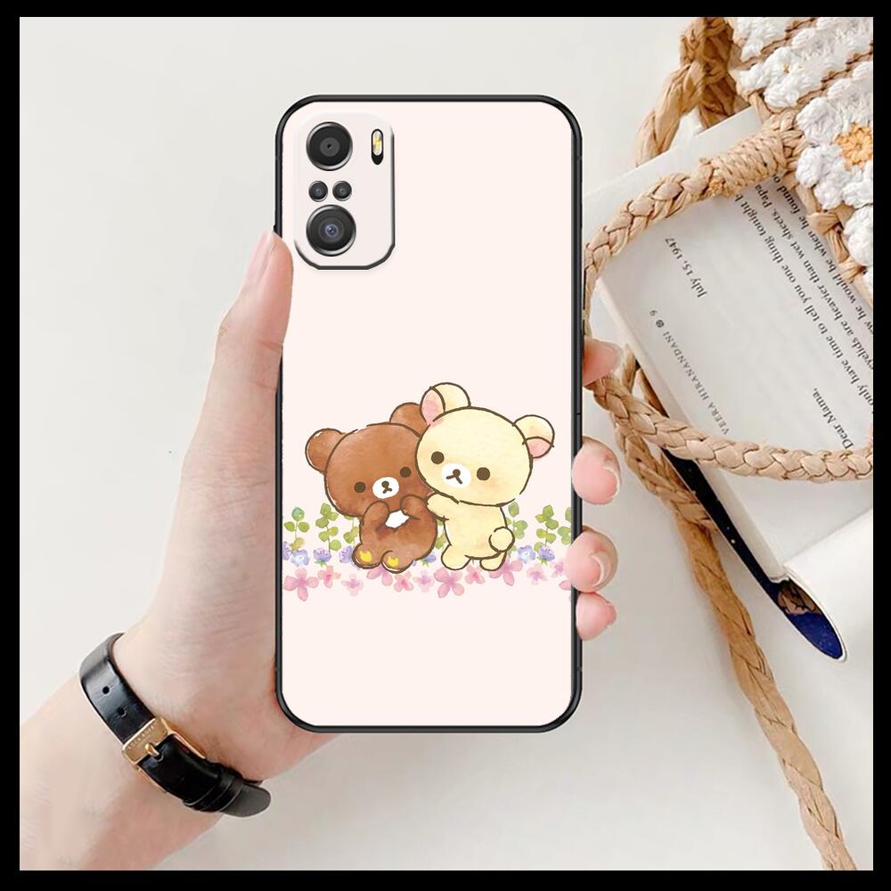 TOPLBPCS Cute Rilakkuma Phone Case For Xiaomi Redmi 11 Lite Pro Ultra 10 9 8 MIX 4 FOLD 10T Black Cover Silicone Back Prett