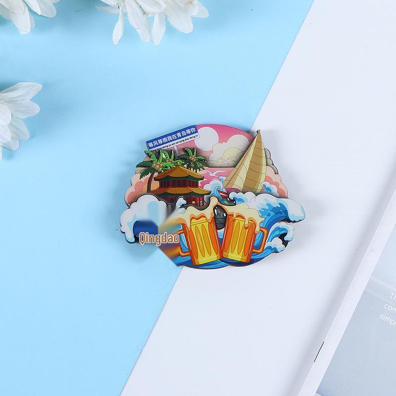 Национальный город Живописный Мультяшный Деревянный Эпоксидный Магнит на Холодильник