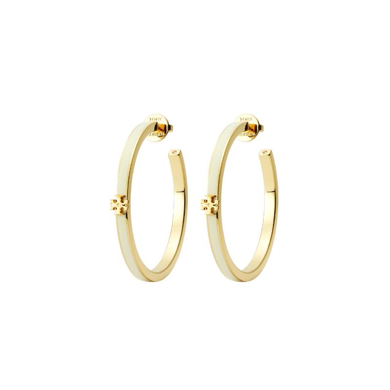 TORY BURCH KIRA hoop brass enamel crystal earrings women's gold 157204700-gold F