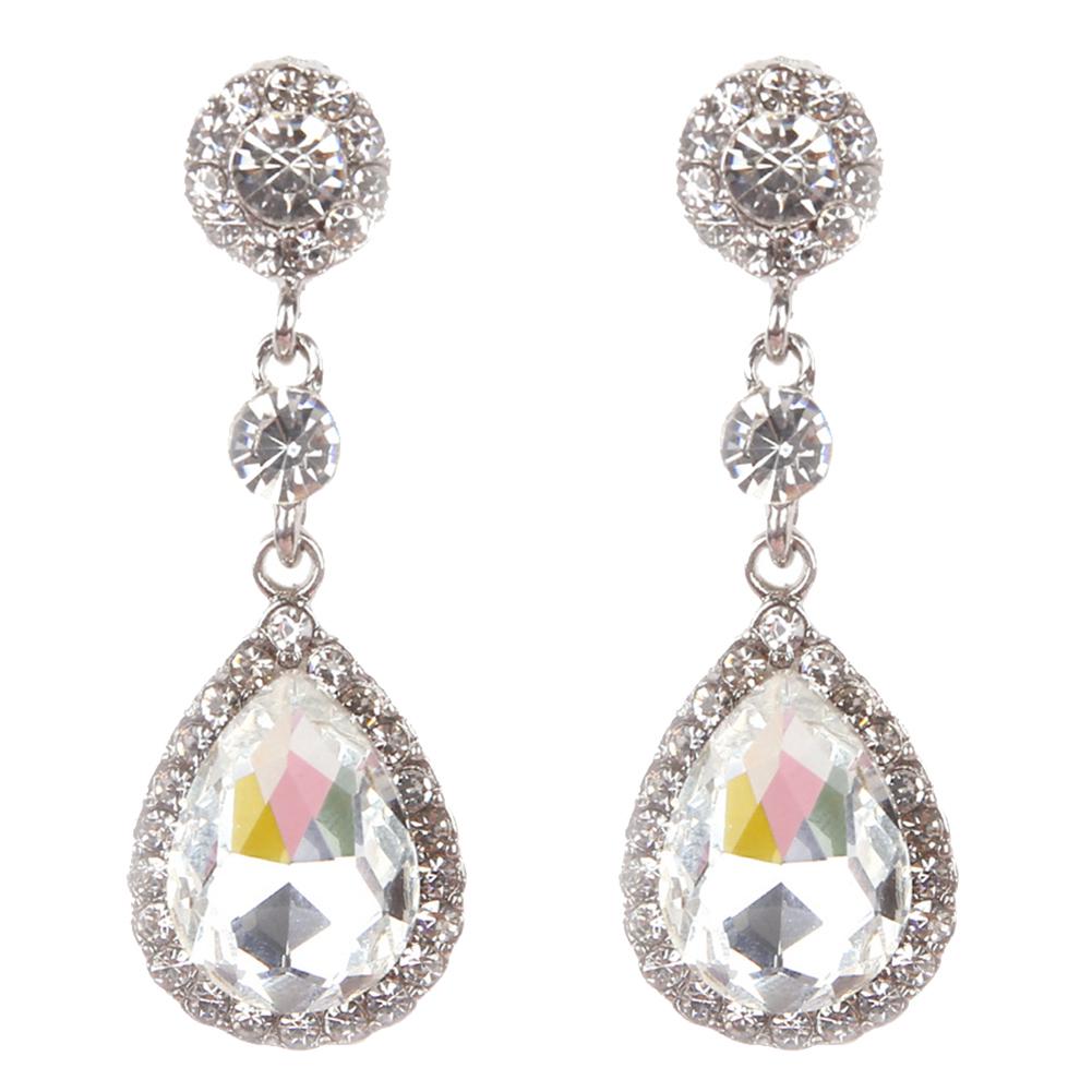 Длинные висячие серьги с горным хрусталём для торжественных мероприятий