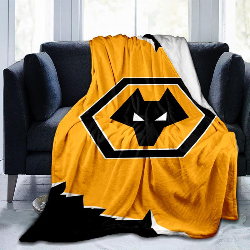 Wolves Football Club Emblem Printed Throws Blanket Soft Flannel Blankets for Couch Bed Gifts for Men Women Picnic blanket Christmas gifts