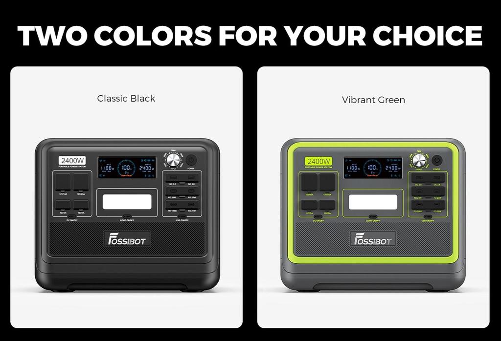FOSSiBOT Портативная электростанция F2400, аккумулятор LiFePO4 2048 Вт·ч, выходная мощность солнечного генератора 2400 Вт, 16 выходных портов