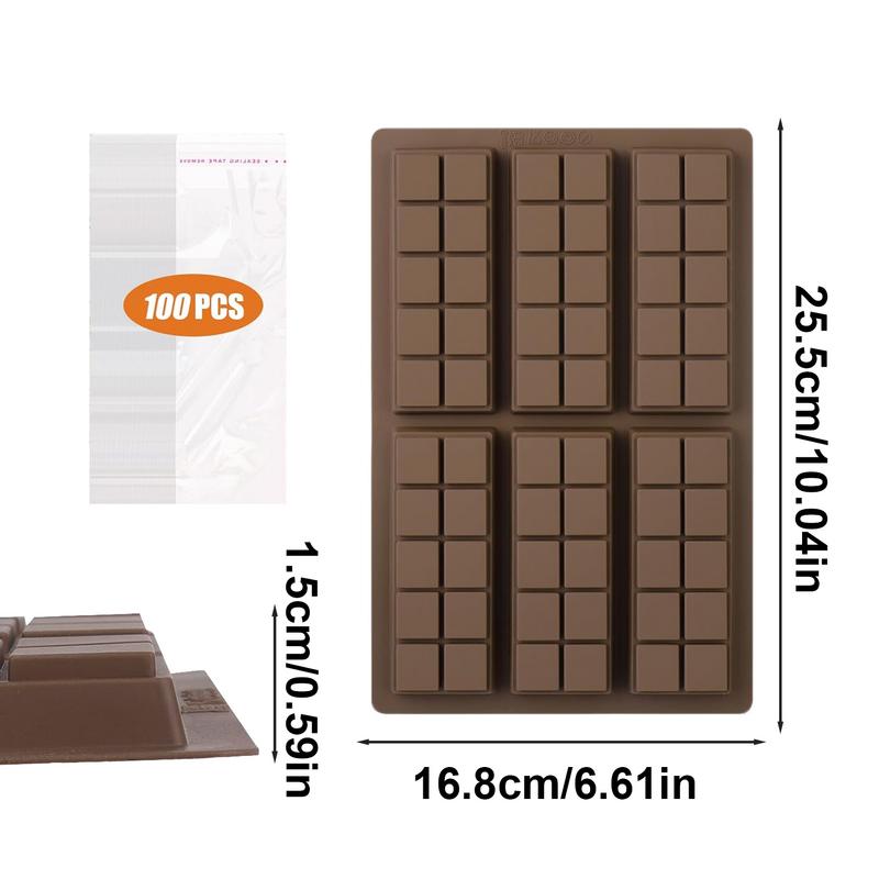 Chocolate Molds 6-Cavity Soap Molds With Scraper And 100 Bags Easy Release Mould For Baking Kitchen Home Chocolate Making Soap