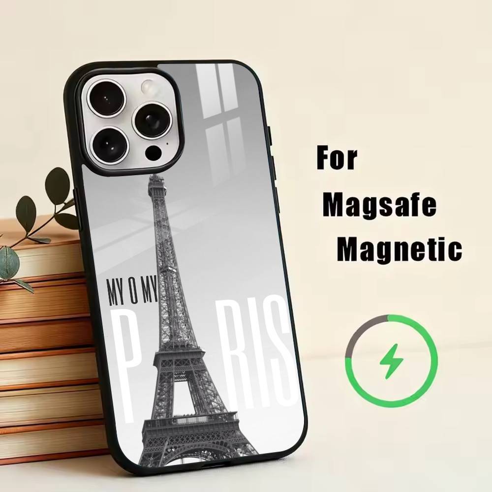 Эйфелева башня, Франция Чехол для телефона для iPhone 17, 16, 15, 14, 13, 12, 11 Plus, Pro Магнитный с Magsafe Беспроводная зарядка