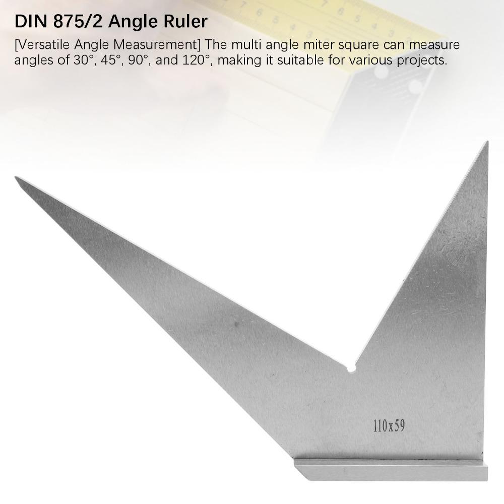 Стандартная угольник-линейка DIN 875/2 30 45 90 120 Градусов Закаленная Сталь Угольник Для Слесаря