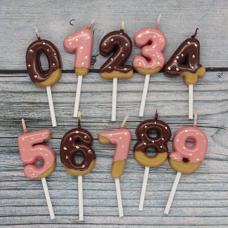 New Chocolate Biscuit Number 0-9 Candle Creative Baby 100-day Party Cute Number Candle