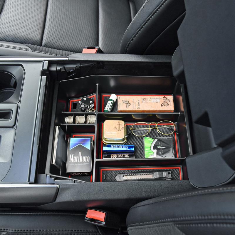For 2024 2025 Ford F150 Center Console Tray Organizer Armrest Storage Box Container Secondary Car Box Accessories