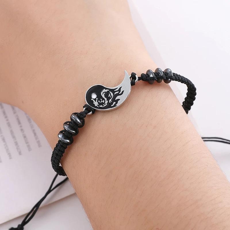 Black And White Stitching Woven Couple Bracelet