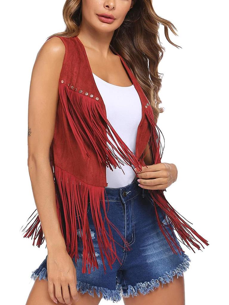 Women’s Summer Suede Tassel Cardigan Vest