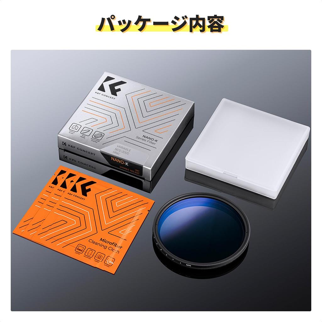 Concept 58mm Variable ND Light Attenuation 11 Levels AGC Optical 18 Layer Thin 3 Cleaning Cloths Ideal for Video Shooting K&F ND2-2000 Filter,