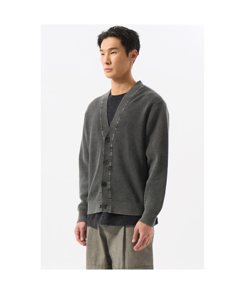 Customellow Gray Garment Dyed Cardigan Cwwas25114Gyx