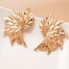 Глянцевые Плиссированные Металлические Серьги-пусеты в виде Спиральных Листьев Ветра для Женщин 2025 Преувеличенные Высококлассные Роскошные Дизайнерские Цирконы