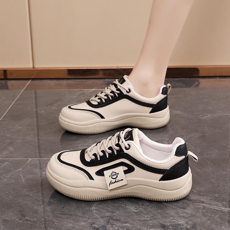 Маленькие белые туфли женские весна 2024 новые кожаные дышащие туфли на толстой подошве универсальные повседневные туфли Q10