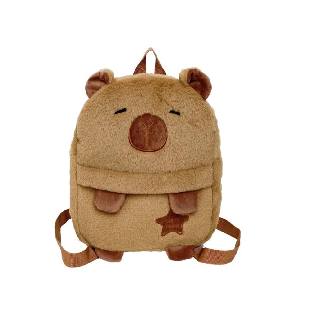 Embroidered Capybara Plush Backpack Cute Large Capacity School Bag Cartoon Animal Daypack Gifts