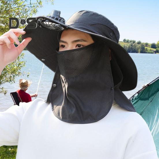 Рыбацкая шляпа со съемным вентилятором, вращающимся USB-вентилятором, широкополая шляпа от солнца с защитой UPF50+, регулируемая окружность, рыболовная шляпа