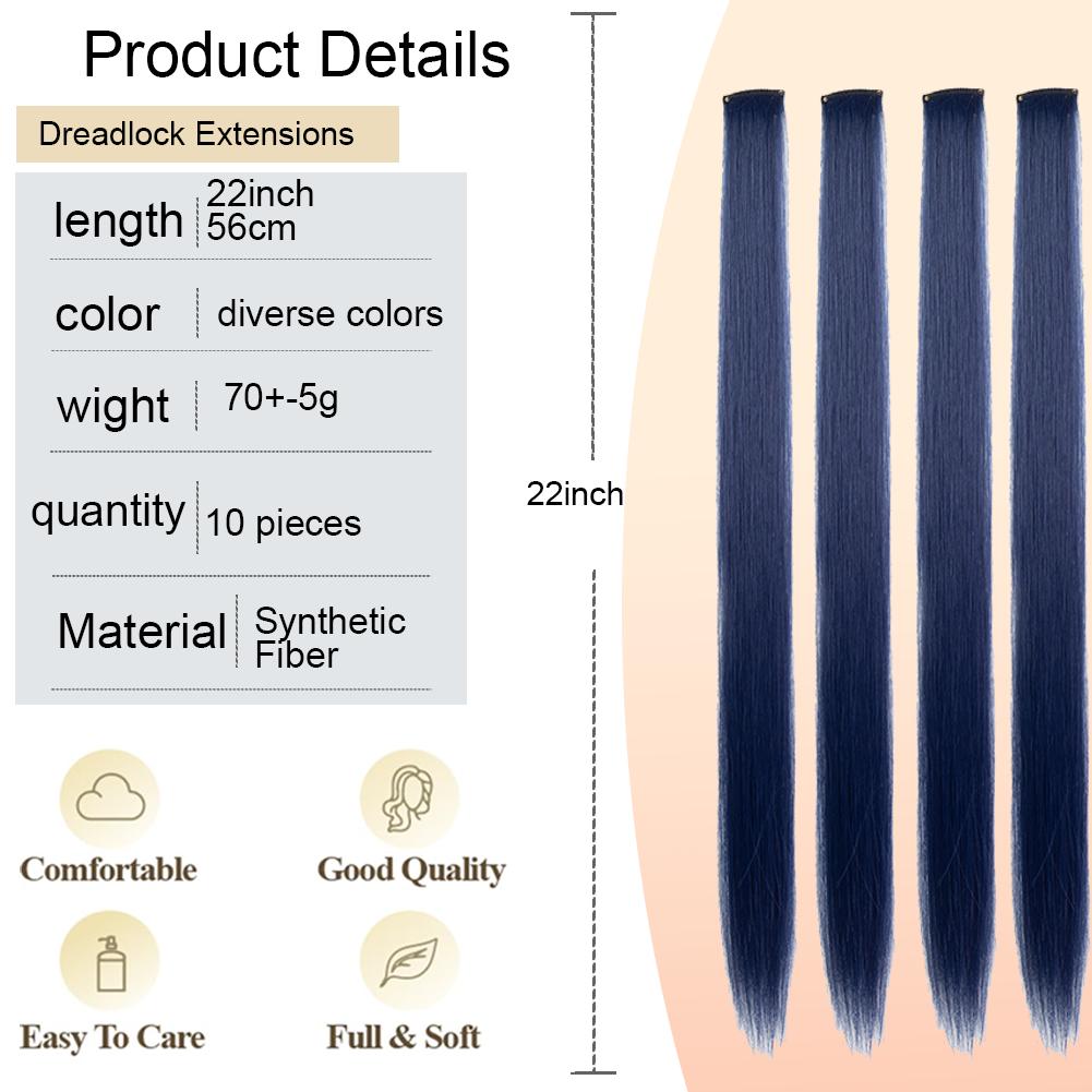 10 шт./упак. Цветные накладные пряди для вечеринки, заколки для волос для девочек, 18 дюймов, омбре, прямые, синтетические 2027