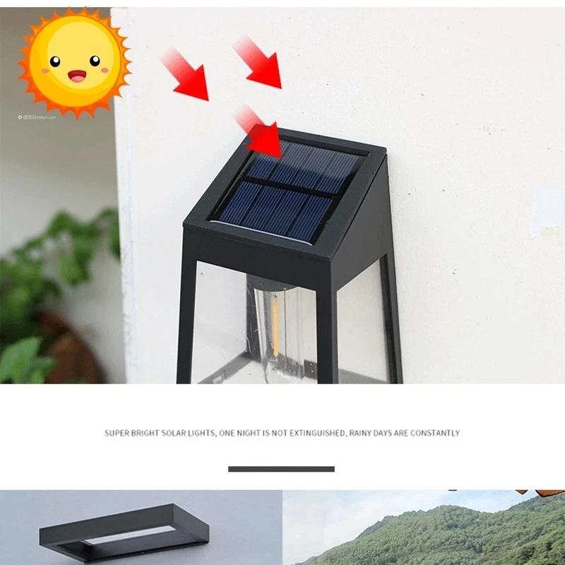 Outdoor Powered Led Solar Wall Lamp Induction Tungsten Filament Night Light Household Waterproof Garden Sunlight Wall Lights
