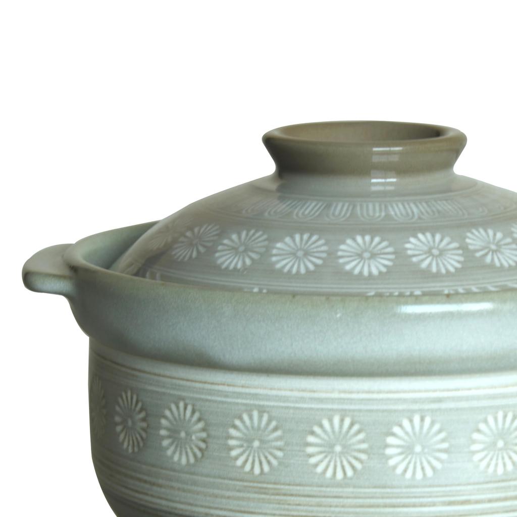 Genuine Ginpo Toki Hana Mishima "Overflow Resistant" Rice Cooker, 2-Cup Capacity, Earthenware Pot, Direct-Stovetop Compatible, Made In Japan, 21161