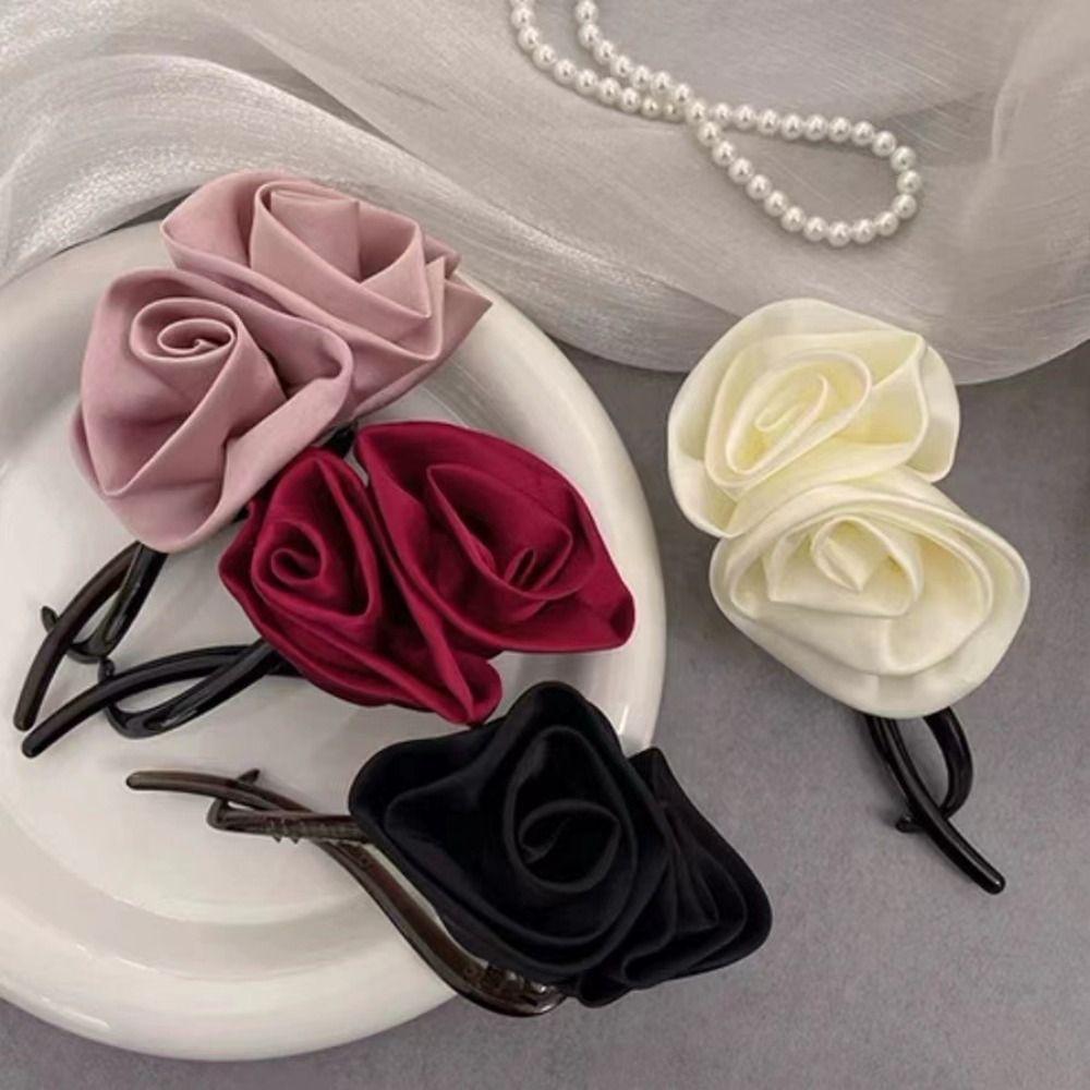 Заколка-цветок для волос Элегантная атласная витая заколка Милая роза заколка для волос для девочек