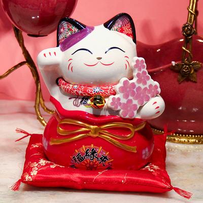 Японская керамическая фигурка кошки-удачи - Статуэтка счастливой кошки для декора дома, гостиной, прихожей. Идеальный подарок на открытие бизнеса