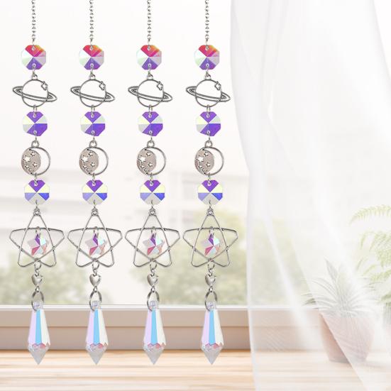 Stars Moon Sun Catcher Hanging Planets Ornament Prismatic Sun Catcher Rainbow Maker for Outdoor Garden Home Wall Decoration