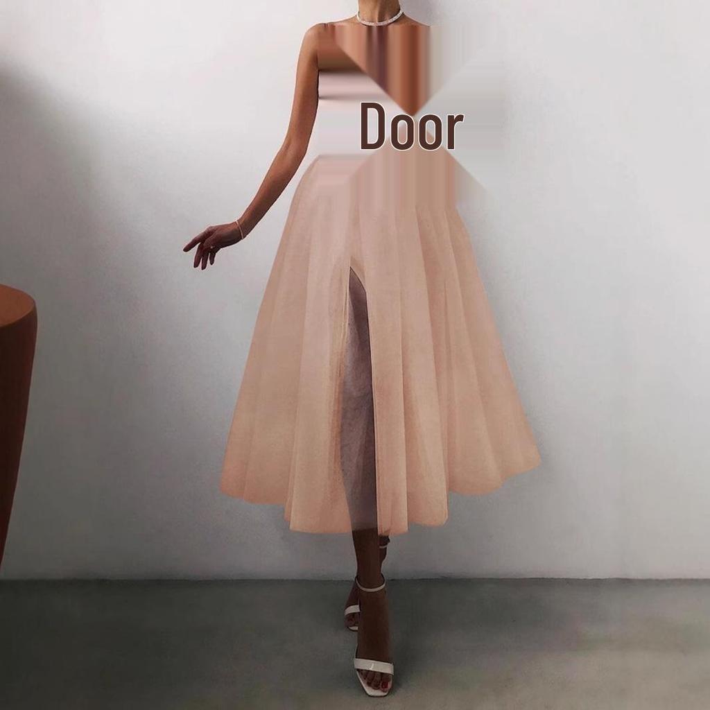 Новое многоцветное сетчатое платье на бретельках-спагетти для весенне-летней женской моды