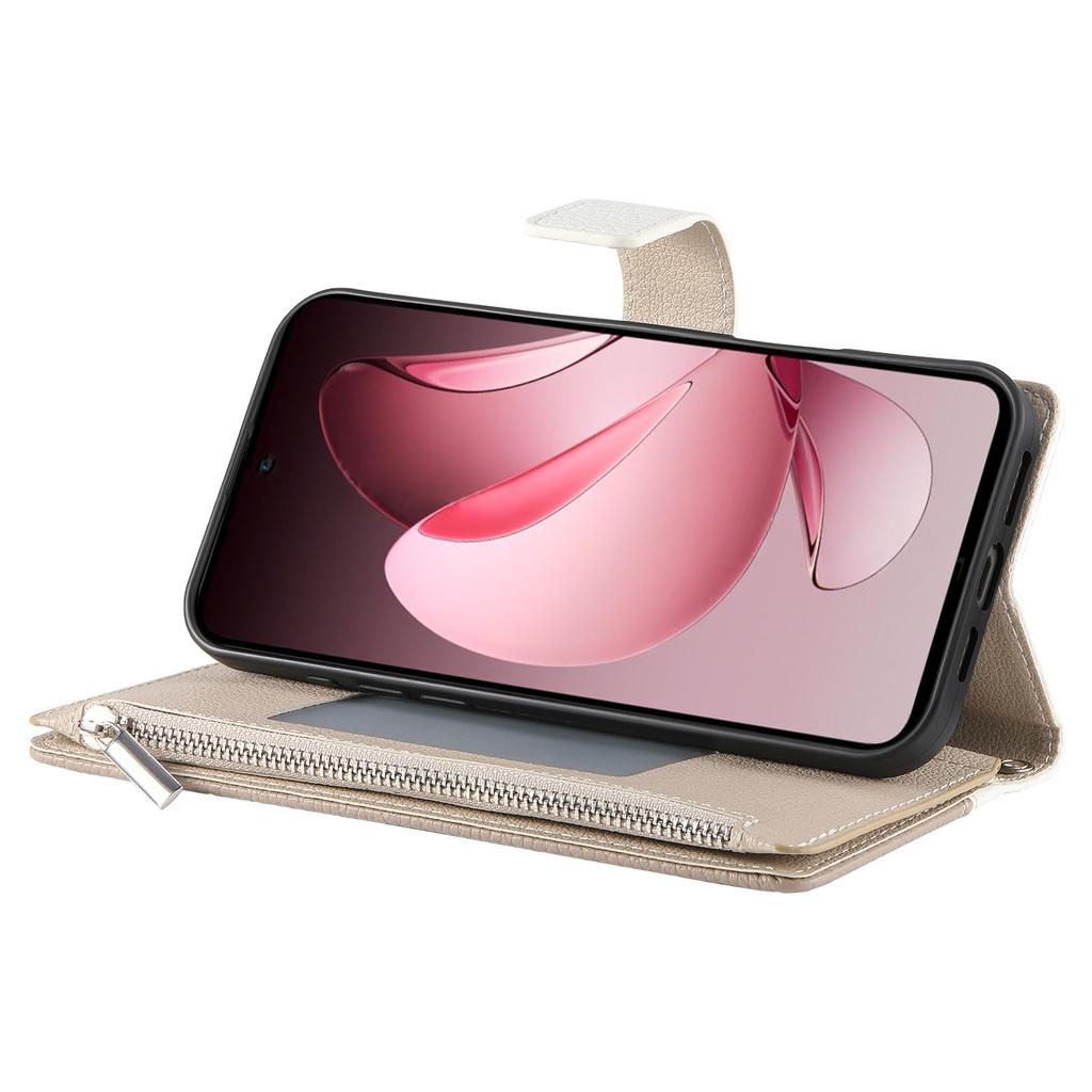 Для Oppo Reno13 Pro 5G Чехол Кошелек на молнии Кожаный откидной чехол для телефона с ремешками