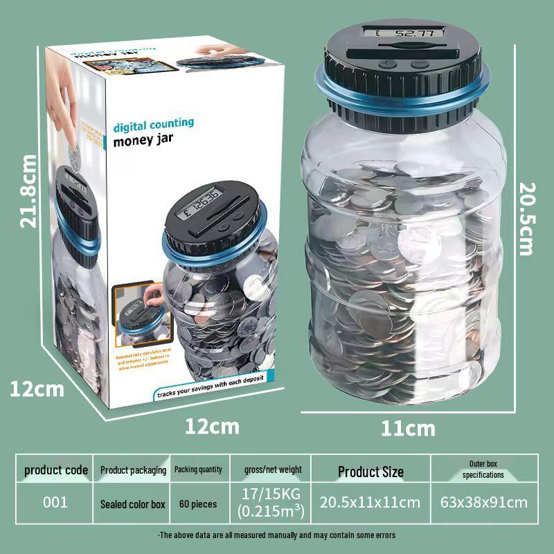 Smart Cross-Border Piggy Bank Toy with 1.8L Capacity for Counting Euros, Pounds, and Dollars