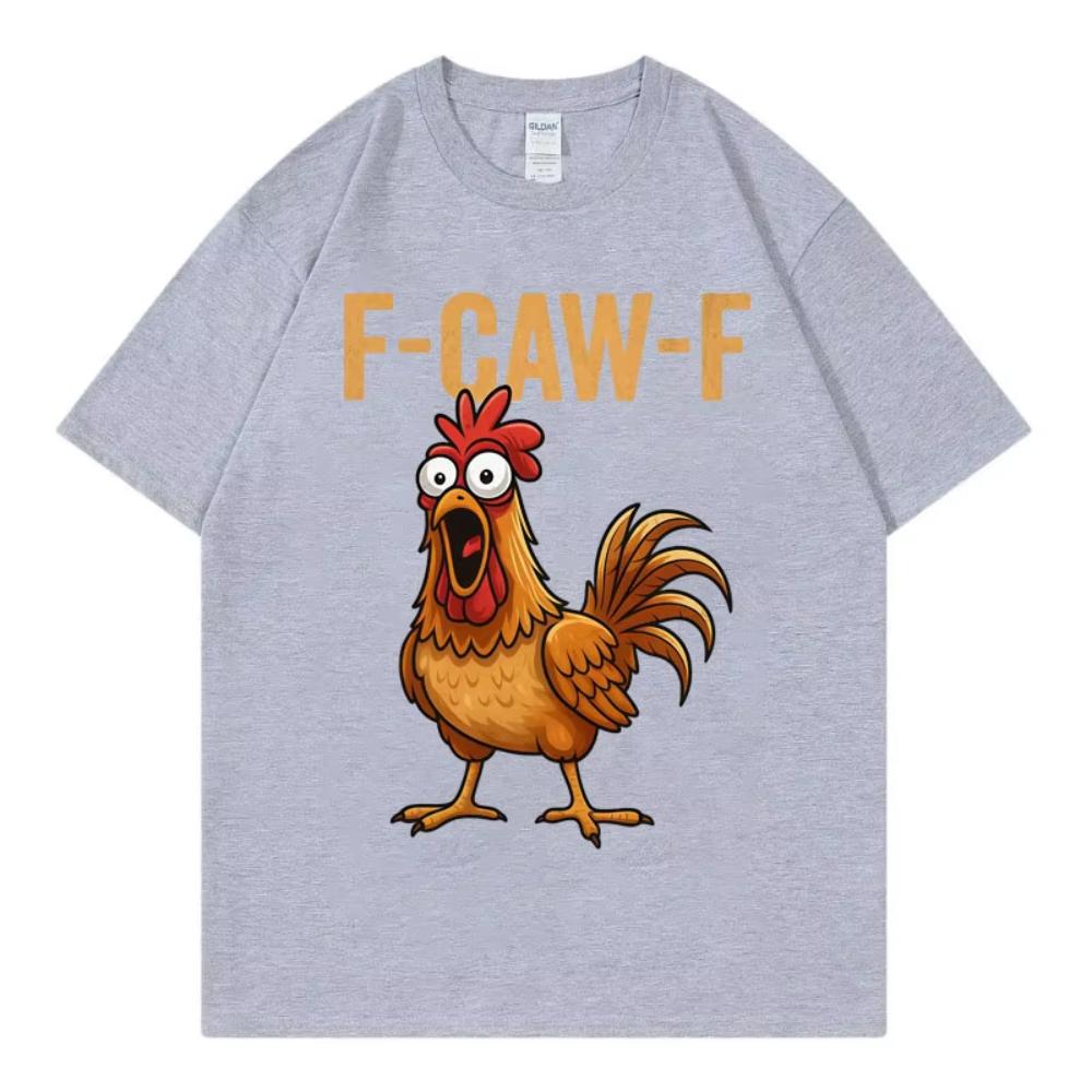 Футболка F-Caw-F Chicken Funny Мужская Женская Одежда Высокое Качество Модная Футболка с Коротким Рукавом Летняя Повседневная Свободная Хлопковая Футболка