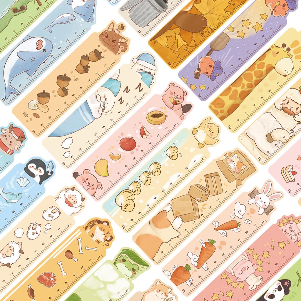 30PCS Cartoon Animal Ruler Bookmarks Set Creative Paper Reading Markers Aesthetic Decorative DIY Scrapbooking & Journaling A3233