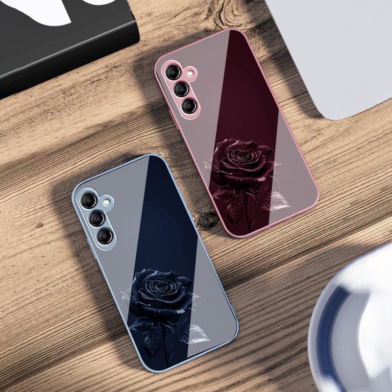Темно-золотая роза для Samsung A 73 72 71 70 56 55 54 53 52 51 50 42 35 34 33 32 31 26 25 24 23 22 30 20 стеклянный чехол для телефона
